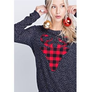 NWT FUN & FLIRTY! Polka-dot Plaid Elk Top